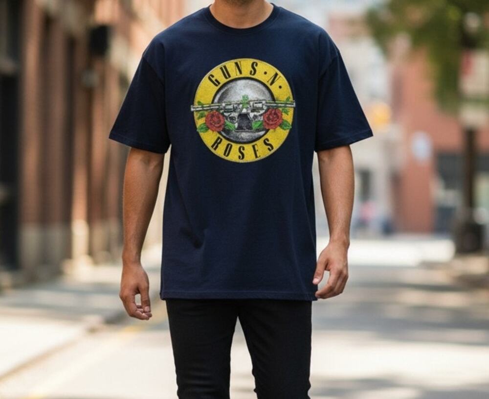 Guns N' Roses Men's Graphic T-Shirt Black Short Sleeve Cotton Tee Size Large